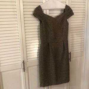 Brown polyester\wool blend dress.